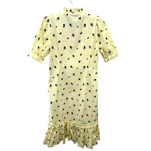 CRAS | Tuva Yellow Floral Ruffle Button Midi Dress NWT | Medium - Picture 6 of 10